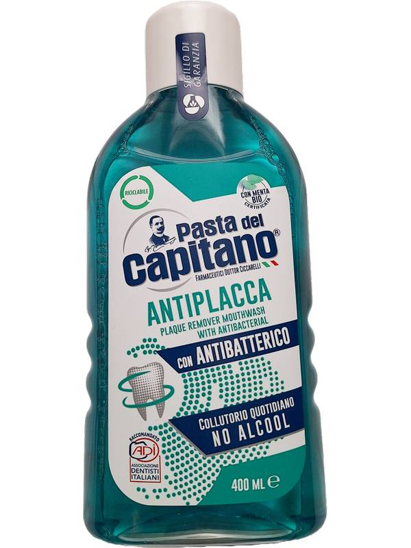 Pasta del Capitano Antiplak + antibakteriální – ústní voda | 400ml